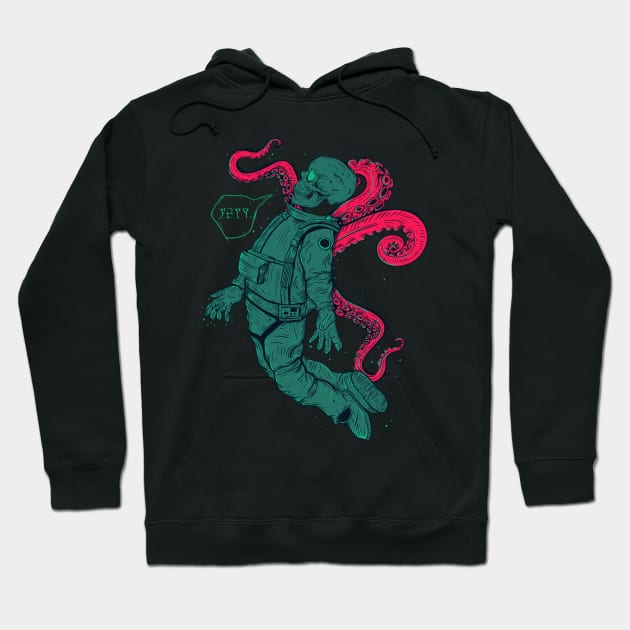 Cthulhu Skull Astronaut Hoodie by Jess Adams